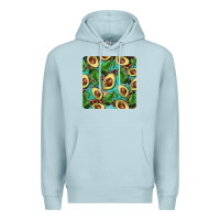 Blue Mist avacado with turquoise and leopard background mug coaster Premium Hoodie - BarkalooDesign
