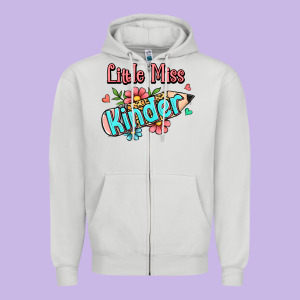 Little Miss Kindergarten Zipper Hoodie Designed By Ranaportraitstore