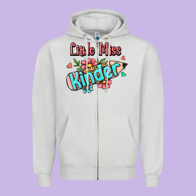 Little Miss Kindergarten Zipper Hoodie Designed By Ranaportraitstore