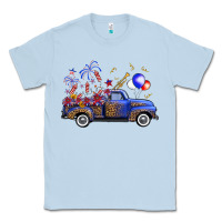 Dusty Blue Western Truck Fourth Of July Classic Tee - FaDigitalArtStudio