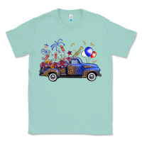 Seafoam Western Truck Fourth Of July Classic Tee - FaDigitalArtStudio