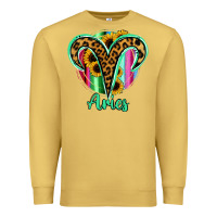 Antique Gold Aries Zodiac Sign Sunflower Leopard Serape Premium Sweatshirt - RanaPortraitStore