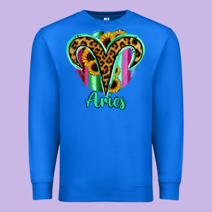 Aries Zodiac Sign Sunflower Leopard Serape Premium Sweatshirt Designed By Ranaportraitstore