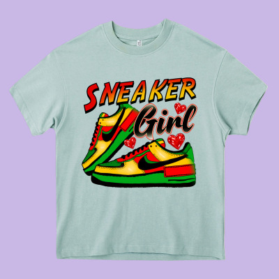 Sneaker Girl Heavy Core Tee Designed By Fadigitalartstudio