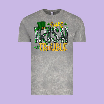 Half Irish All Trouble Vintage Tee Designed By Cowhidedigitalart