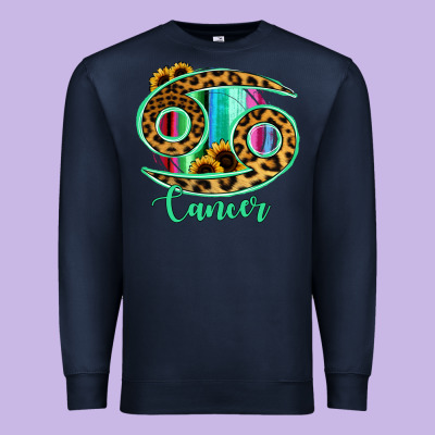 Cancer Zodiac Sign Sunflower Leopard Serape Premium Sweatshirt Designed By Ranaportraitstore