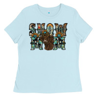 Baby Blue show mom highland cow Ladies Tee - SublimationCraftShop