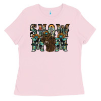 Bubblegum Pink show mom highland cow Ladies Tee - SublimationCraftShop