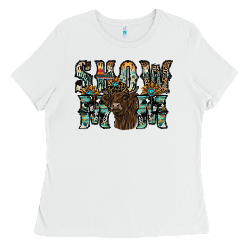 Show Mom Highland Cow Ladies Tee by SublimationCraftShop | Teevron
