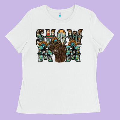 Show Mom Highland Cow Ladies Tee Designed By Sublimationcraftshop