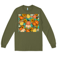 Army Green pumpkin sunflowers leaves Long Sleeve Tee - Artiststas