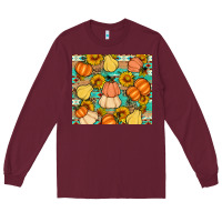 Burgundy pumpkin sunflowers leaves Long Sleeve Tee - Artiststas