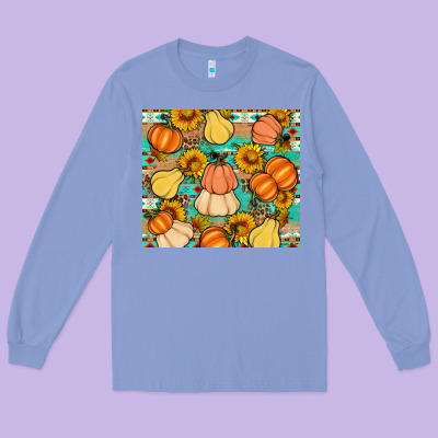 Pumpkin Sunflowers Leaves Long Sleeve Tee Designed By Artiststas