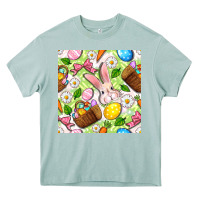 Arona Easter Hamper With Bunny Seamless Pattern Heavy Core Tee - BundleAndBundleShop