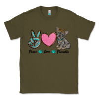 Army Green peace love frenchie Classic Tee - RanaPortraitStore