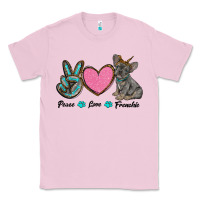 Bubblegum Pink peace love frenchie Classic Tee - RanaPortraitStore
