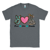 Charcoal Heather peace love frenchie Classic Tee - RanaPortraitStore