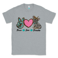 Heather Grey peace love frenchie Classic Tee - RanaPortraitStore