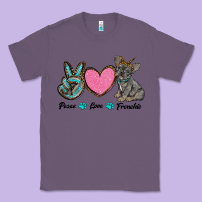 Peace Love Frenchie Classic Tee Designed By Ranaportraitstore