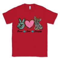 Red peace love frenchie Classic Tee - RanaPortraitStore