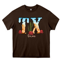 Chocolate Brown texas cactus Heavy Core Tee - RanaPortraitStore