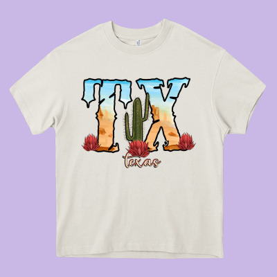 Texas Cactus Heavy Core Tee Designed By Ranaportraitstore