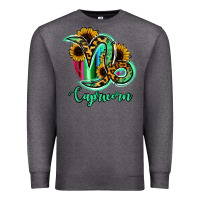 Charcoal Heather Capricorn Zodiac Sign Sunflower Leopard Serape Premium Sweatshirt - RanaPortraitStore