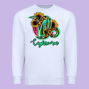 Capricorn Zodiac Sign Sunflower Leopard Serape Premium Sweatshirt Designed By Ranaportraitstore
