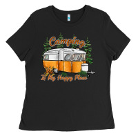 Black camping is my happy place Ladies Tee - SublimationCraftShop