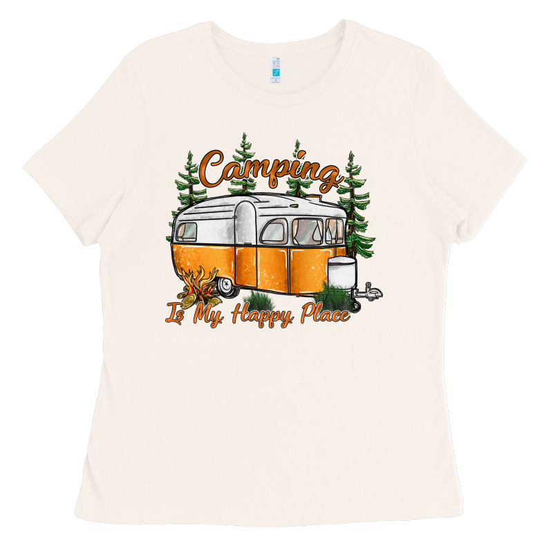 Camping Is My Happy Place Ladies Tee by SublimationCraftShop | Teevron