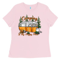 Bubblegum Pink camping is my happy place Ladies Tee - SublimationCraftShop
