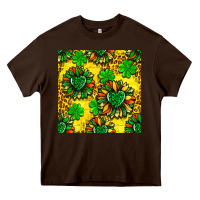 Chocolate Brown St. Patrick's sunflower seamless pattern Heavy Core Tee - BundleAndBundleShop