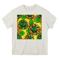 Cream St. Patrick's sunflower seamless pattern Heavy Core Tee - BundleAndBundleShop