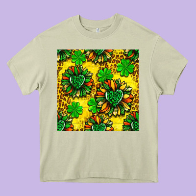 St. Patrick's Sunflower Seamless Pattern Heavy Core Tee Designed By Bundleandbundleshop