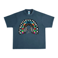 Midnight Navy Racing Rainbow Urban Heavy Tee - CowhideDigitalArt