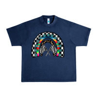 Navy Racing Rainbow Urban Heavy Tee - CowhideDigitalArt
