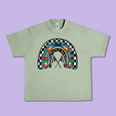 Racing Rainbow Urban Heavy Tee Designed By Cowhidedigitalart