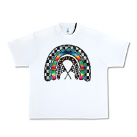White Racing Rainbow Urban Heavy Tee - CowhideDigitalArt