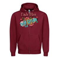 Burgundy little miss third grade Zipper Hoodie - RanaPortraitStore