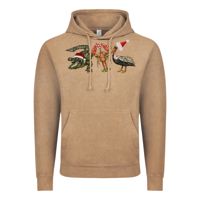 Christmas Alligator Pelican Crawfish Vintage Hoodie by BarkalooDesign | Teevron