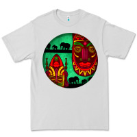 Dove Grey african masks round earrings 3 Premium Tee - BundleAndBundleShop