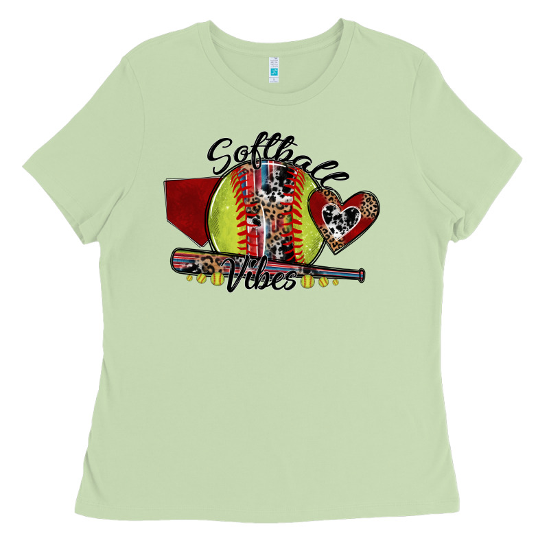Softball Vibes Ladies Tee by SublimationCraftShop | Teevron