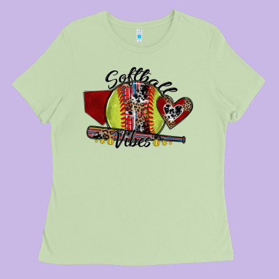 Softball Vibes Ladies Tee Designed By Sublimationcraftshop