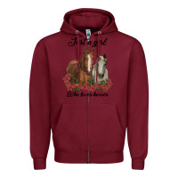 Burgundy just a girl who loves horses no background Zipper Hoodie - RanaPortraitStore
