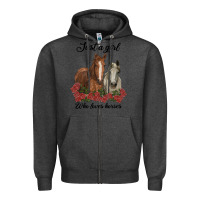 Charcoal Heather just a girl who loves horses no background Zipper Hoodie - RanaPortraitStore