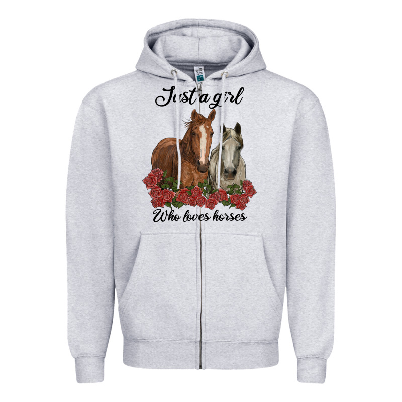 Just A Girl Who Loves Horses No Background Zipper Hoodie by RanaPortraitStore | Teevron