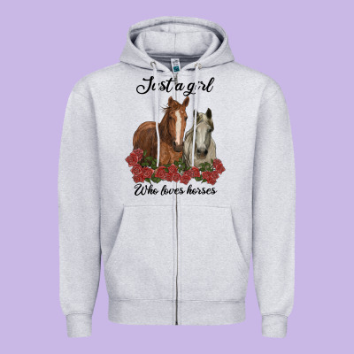 Just A Girl Who Loves Horses No Background Zipper Hoodie Designed By Ranaportraitstore