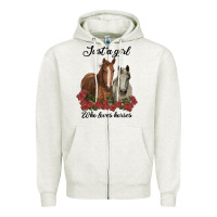 Oatmeal Heather just a girl who loves horses no background Zipper Hoodie - RanaPortraitStore