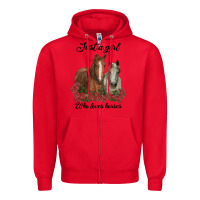 Red just a girl who loves horses no background Zipper Hoodie - RanaPortraitStore