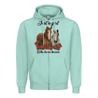 Seafoam just a girl who loves horses no background Zipper Hoodie - RanaPortraitStore